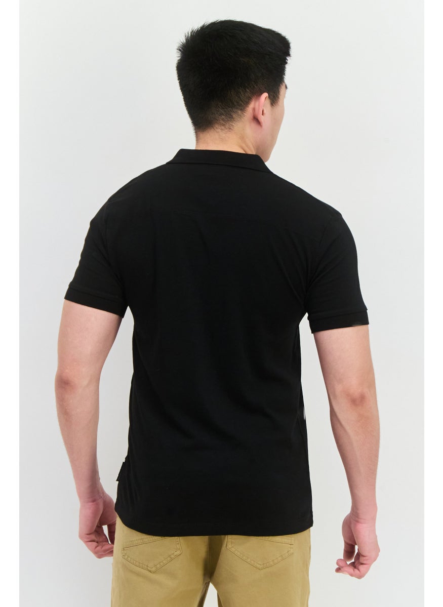 French Connection Men Regular Fit Brand Logo Short Sleeves Polo, Black  - Image 3