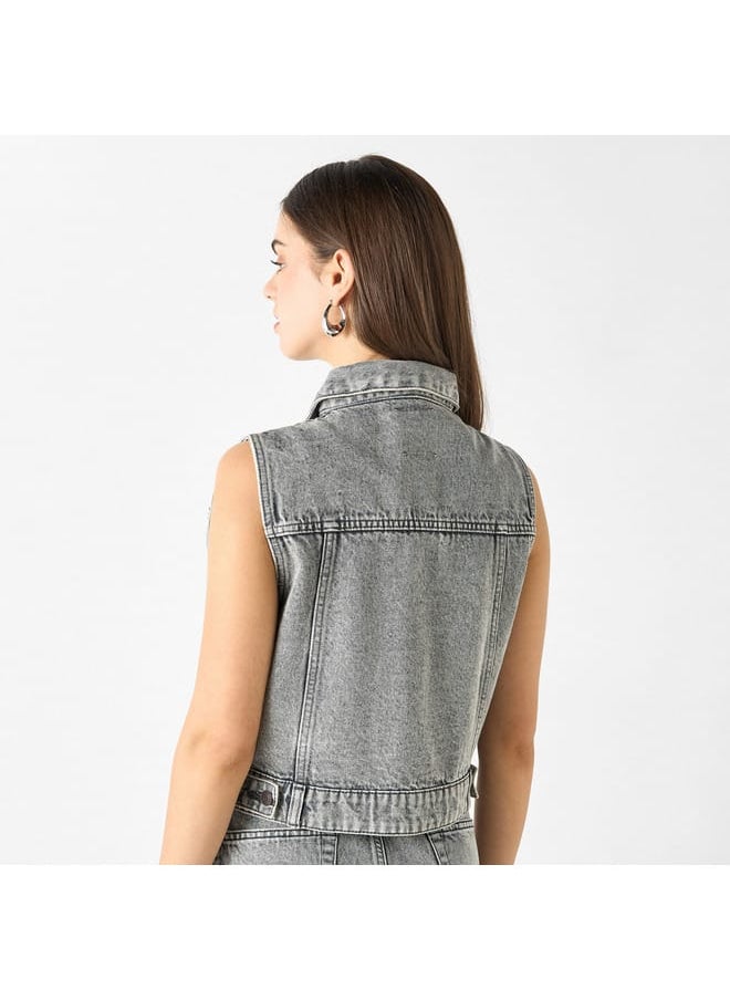 Lee Cooper Lee Cooper Solid Sleeveless Jacket with Pockets  - Image 3