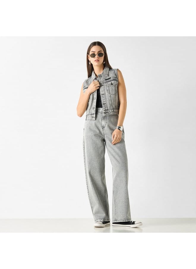 Lee Cooper Lee Cooper Solid Sleeveless Jacket with Pockets  - Image 2