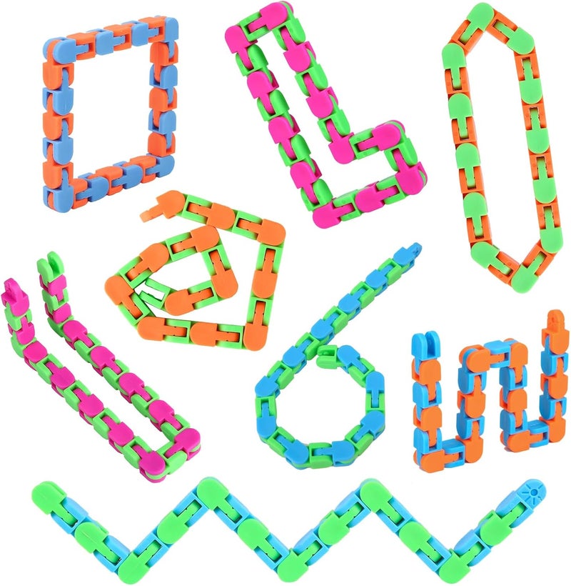 Abodhu 8Pcs Easter Basket Stuffers Fidgets Wacky Tracks Fidget Toys for Kids Classroom Students Gifts School Prizes Sensory Autism Snap Click Snake Adults Stress Relief - Image 1