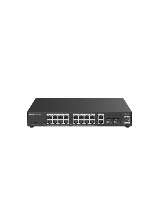 Ruiji RG-ES220GS-P, 20-Port Gigabit Smart Cloud Managed PoE Switch, 16 PoE+ Ports, 2 RJ45 Ports, 2 SFP Ports, For Enterprise, Hospitality, Education, Retails, Surveillance, etc. | RG-ES220GS-P  - Image 1