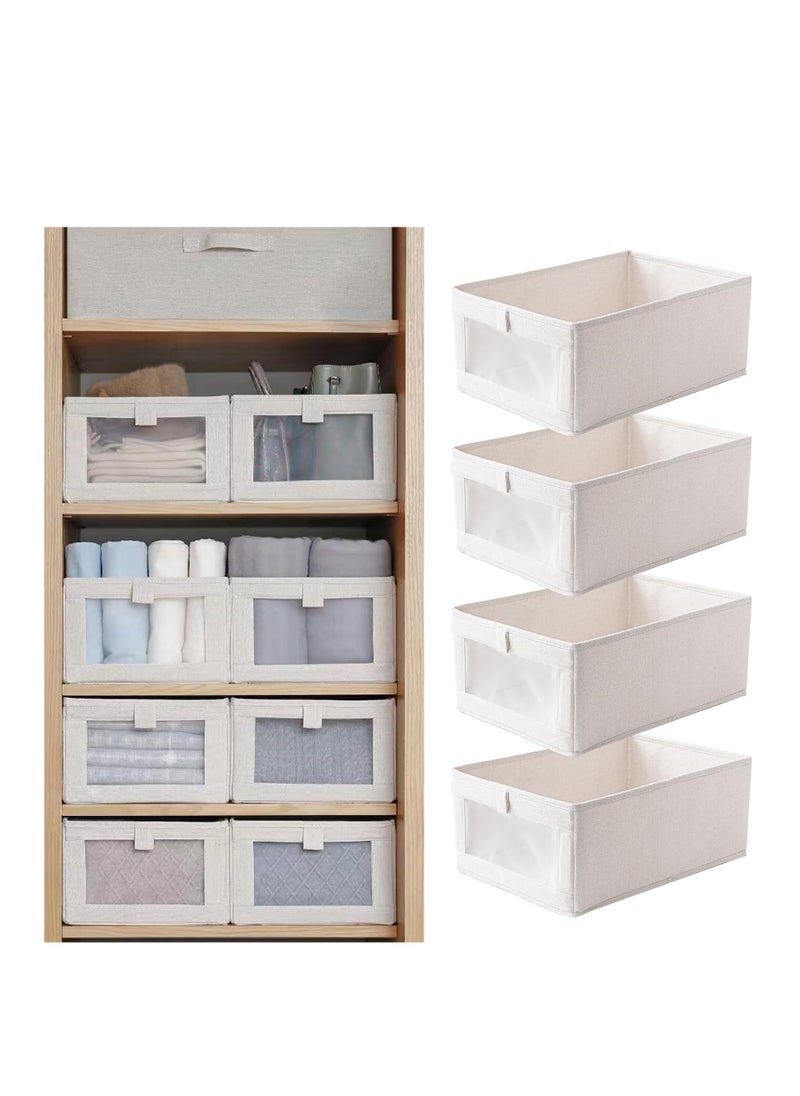 Arabest Linen Closet Organizers And Storage, 4 Pack Closet Storage Bins Linen Closet Baskets for Closet Organization Foldable Closet Organizer Bins with Clear Window For Organizing Clothing, Jeans, Shelves  - Image 1