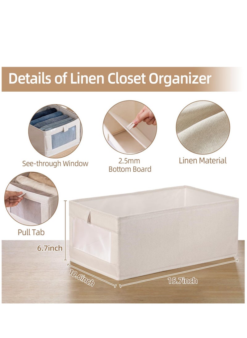 Arabest Linen Closet Organizers And Storage, 4 Pack Closet Storage Bins Linen Closet Baskets for Closet Organization Foldable Closet Organizer Bins with Clear Window For Organizing Clothing, Jeans, Shelves  - Image 3