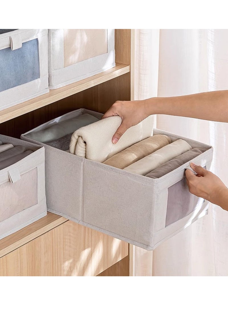 Arabest Linen Closet Organizers And Storage, 4 Pack Closet Storage Bins Linen Closet Baskets for Closet Organization Foldable Closet Organizer Bins with Clear Window For Organizing Clothing, Jeans, Shelves  - Image 5