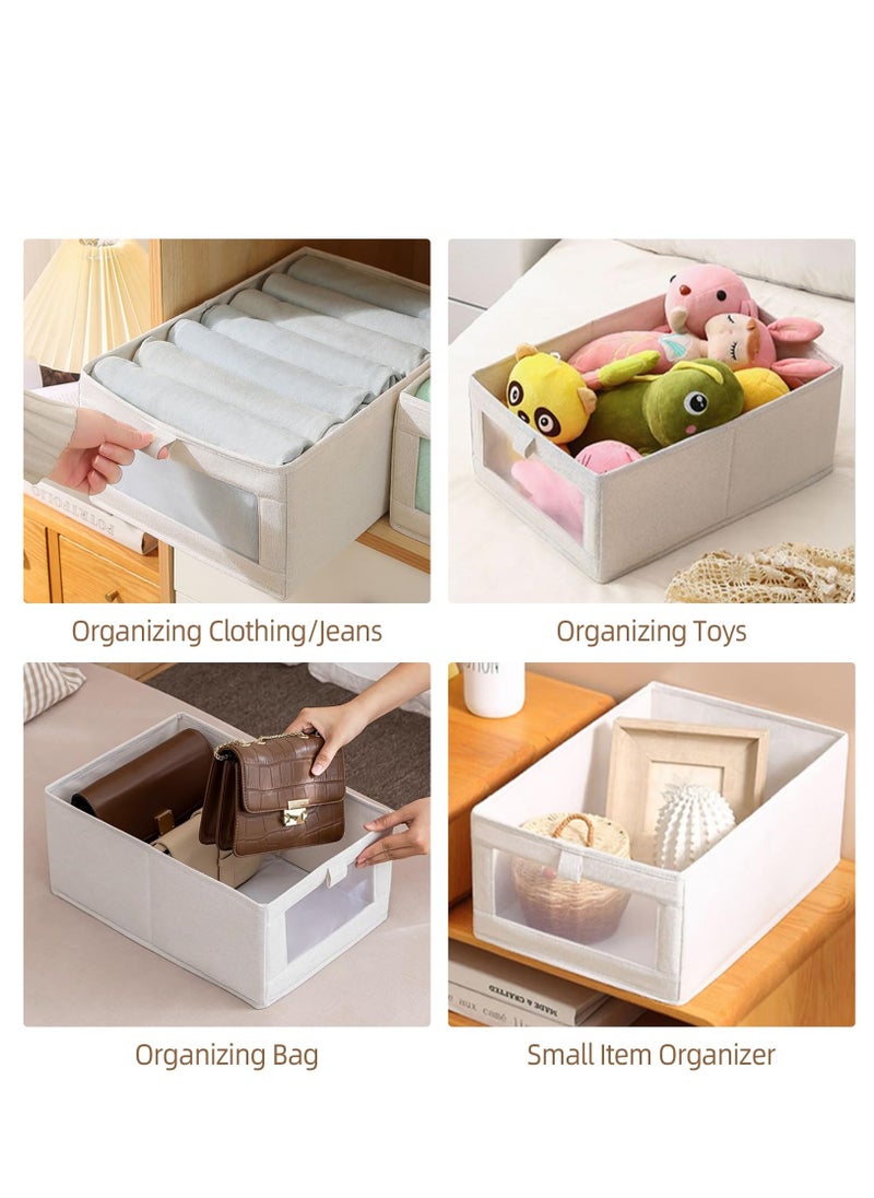 Arabest Linen Closet Organizers And Storage, 4 Pack Closet Storage Bins Linen Closet Baskets for Closet Organization Foldable Closet Organizer Bins with Clear Window For Organizing Clothing, Jeans, Shelves  - Image 2