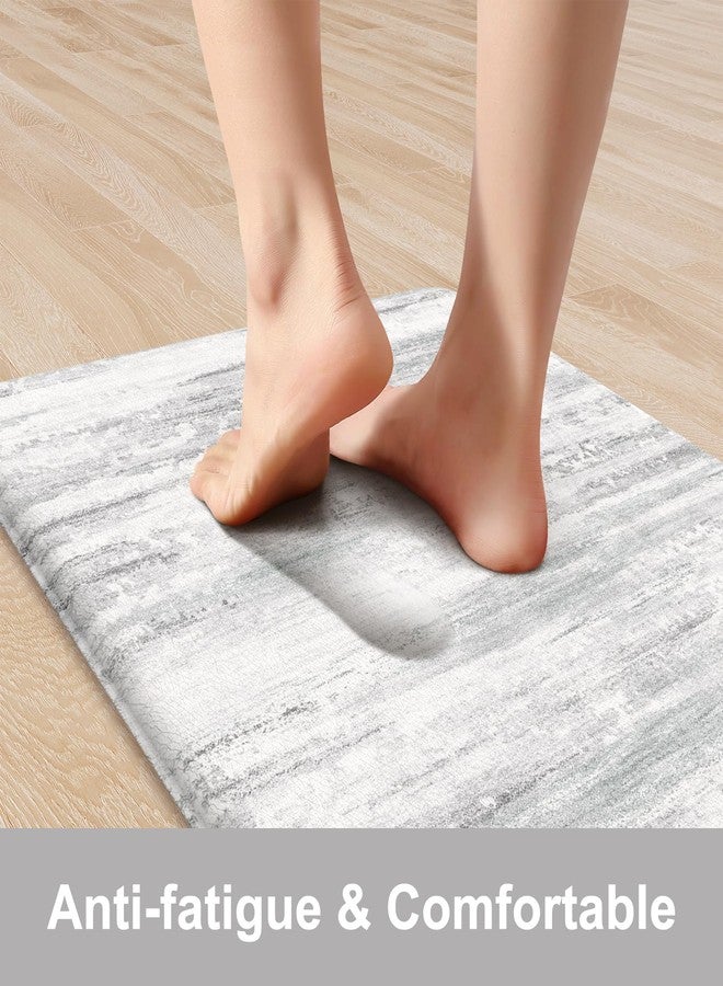 KIMODE Anti Fatigue Kitchen Mats for Floor, Abstract Farmhouse Kitchen Rugs, Cushioned Kitchen Floor Mats, Comfort Standing Mat for Sink, Laundry, Office, Desk Multi-Grey 17"x47"+17"x29" - Image 2
