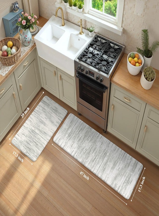 KIMODE Anti Fatigue Kitchen Mats for Floor, Abstract Farmhouse Kitchen Rugs, Cushioned Kitchen Floor Mats, Comfort Standing Mat for Sink, Laundry, Office, Desk Multi-Grey 17"x47"+17"x29" - Image 3