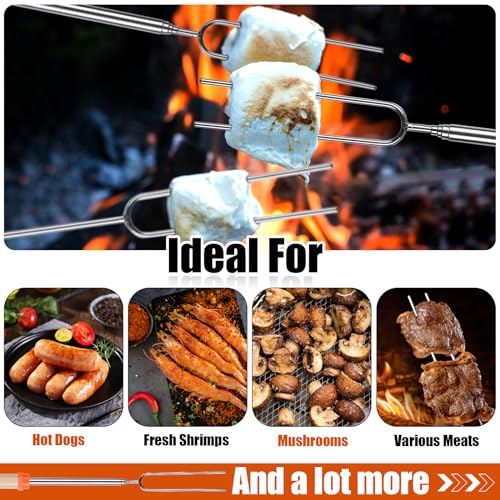 Briout Extendable Stainless Steel Roasting Sticks Smores Sticks for Fire Pit Long 32 Inch Smore Skewers Hot Dog Fork Campfire Accessories Camping Essentials for Smores 15 Pack - Image 3