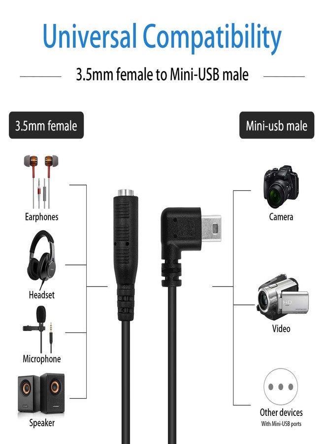 Duttek Mini USB to 3.5mm Cable, Right Angled Mini USB Male to 4 Pole 3.5mm Female Cable Cord for Active Clip Mic Microphone Adapter Cable-15cm/5.9 in - Image 3