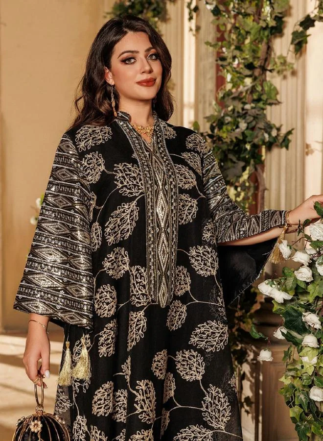 Take Two Take Two Black Embroidered A-Line Jalabiya