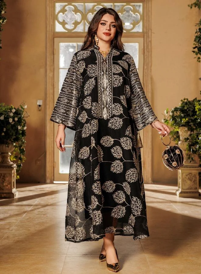 Take Two Take Two Black Embroidered A-Line Jalabiya