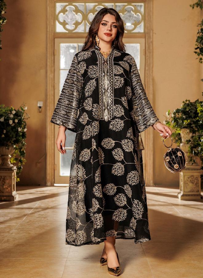 Take Two Black Embroidered A-Line Jalabiya - Image 1