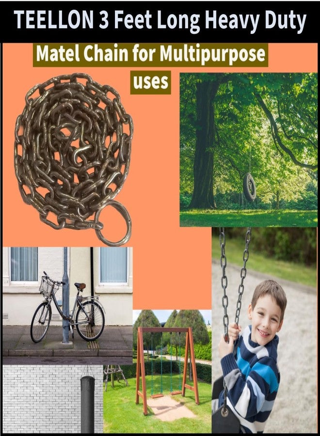 TEELLON 3-Feet (6mm) Heavy Duty Strong Metal Chain for Locking Door Channel gate Fence, Swing Chain for Hanging Swing Hammock Chair Punching Bags Multipurpose Uses Weight Up to 400 KG.(Golden-1Pcs) - Image 5
