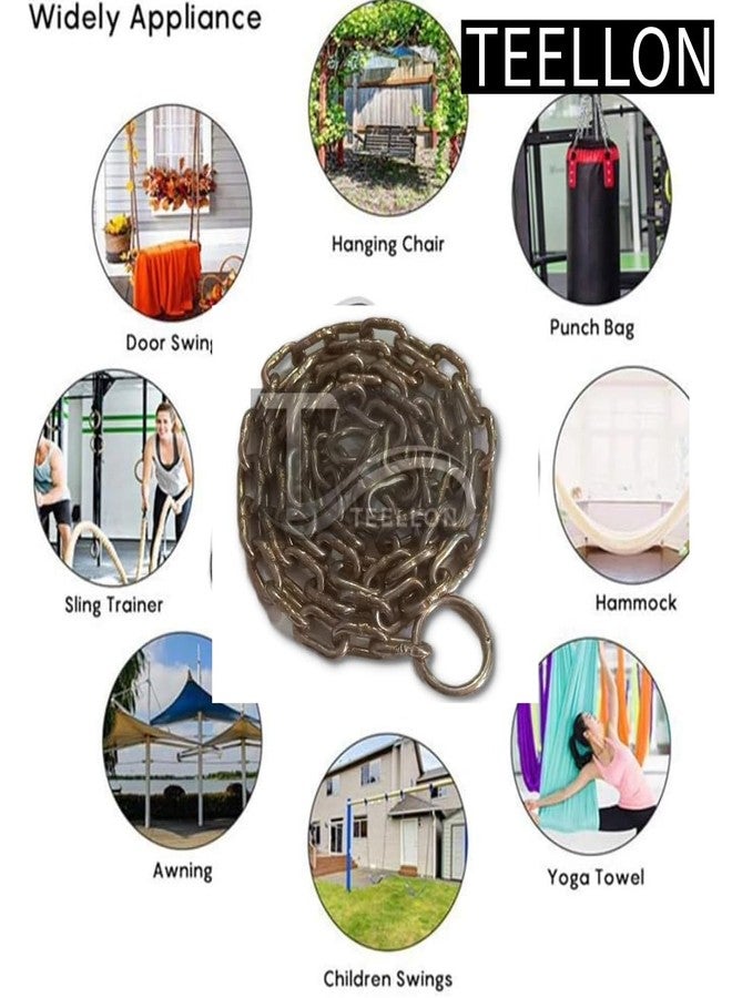 TEELLON 3-Feet (6mm) Heavy Duty Strong Metal Chain for Locking Door Channel gate Fence, Swing Chain for Hanging Swing Hammock Chair Punching Bags Multipurpose Uses Weight Up to 400 KG.(Golden-1Pcs) - Image 3