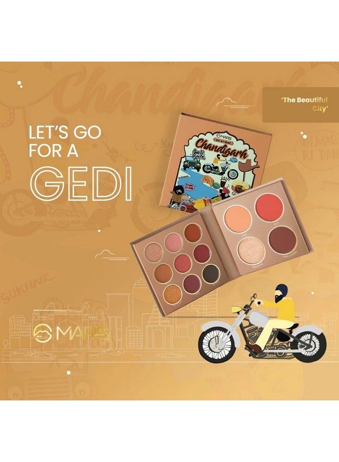 Mars The City Paradise Makeup Kit ; Highly Pigmented And Blendable ; 9 Eyeshadow Palette With 1 Highlighter Blusher Bronzer & Compact Powder Each (03Chandigarh) - Image 4
