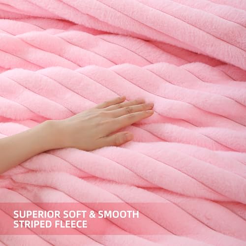 Smoofy Fluffy Queen Comforter Set 3 Pieces - Pink Fleece Fluffy Comforter Set, Luxury Fuzzy Queen Bedding Set, Soft Warm Bed Set All Season, Heavy Faux Fur Comforter with 2 Pillow Cases - Image 5