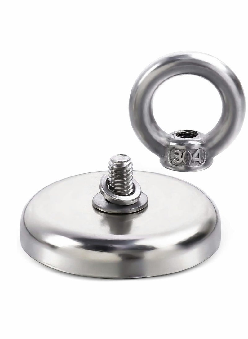 KASTWAVE Super Strong Neodymium Fishing Magnets, 88lbs Pulling Force Rare Earth Magnet with Countersunk Hole Eyebolt, Dia 1.26 inch for Retrieving in River and Magnetic Fishing, 5 Pcs - Image 4