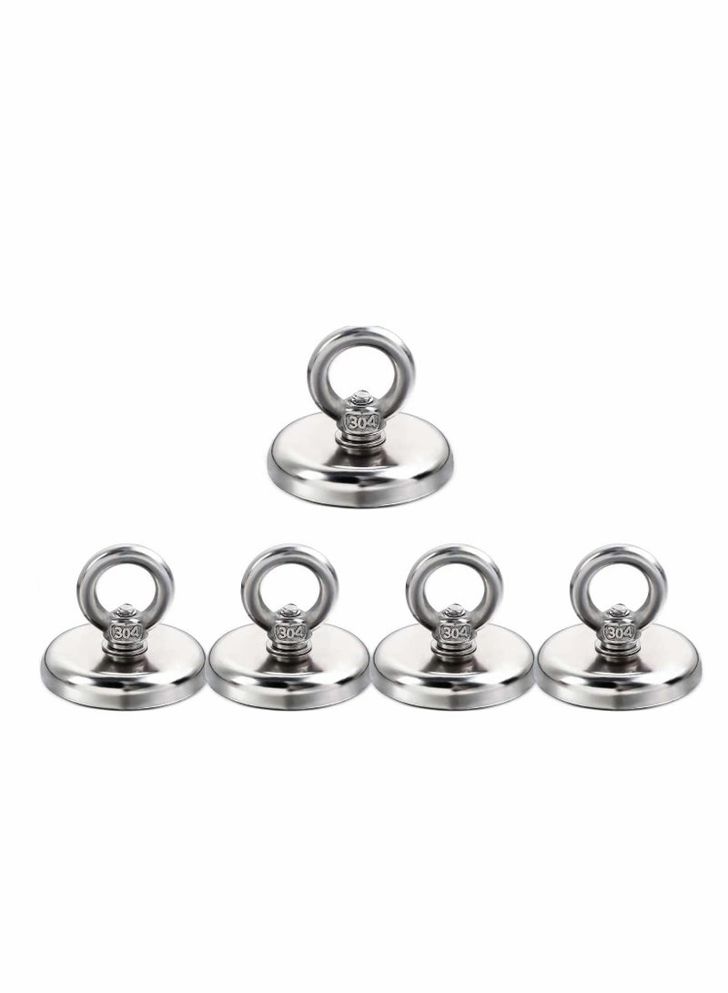 KASTWAVE Super Strong Neodymium Fishing Magnets, 88lbs Pulling Force Rare Earth Magnet with Countersunk Hole Eyebolt, Dia 1.26 inch for Retrieving in River and Magnetic Fishing, 5 Pcs - Image 3