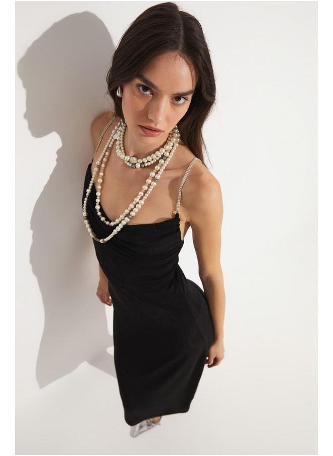 جون فستان ميدي بياقة ملتفة - Image 2