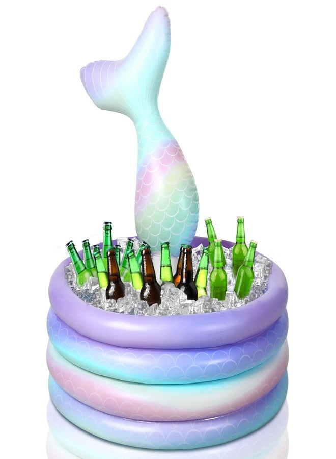 Bencailor Mermaid Party Decorations Mermaid Tail Inflatable Cooler Blow up Drink Cooler Floating Ice Chest Mermaid Drink Holder for Holiday Birthday Party Decorations(Purple,14 x 29.5'') - Image 1