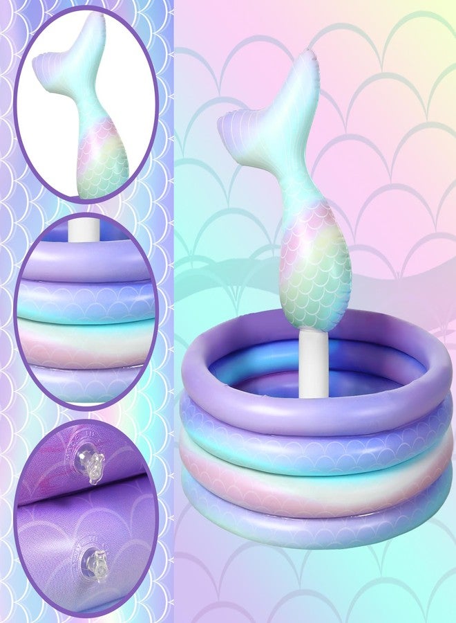 Bencailor Mermaid Party Decorations Mermaid Tail Inflatable Cooler Blow up Drink Cooler Floating Ice Chest Mermaid Drink Holder for Holiday Birthday Party Decorations(Purple,14 x 29.5'') - Image 4