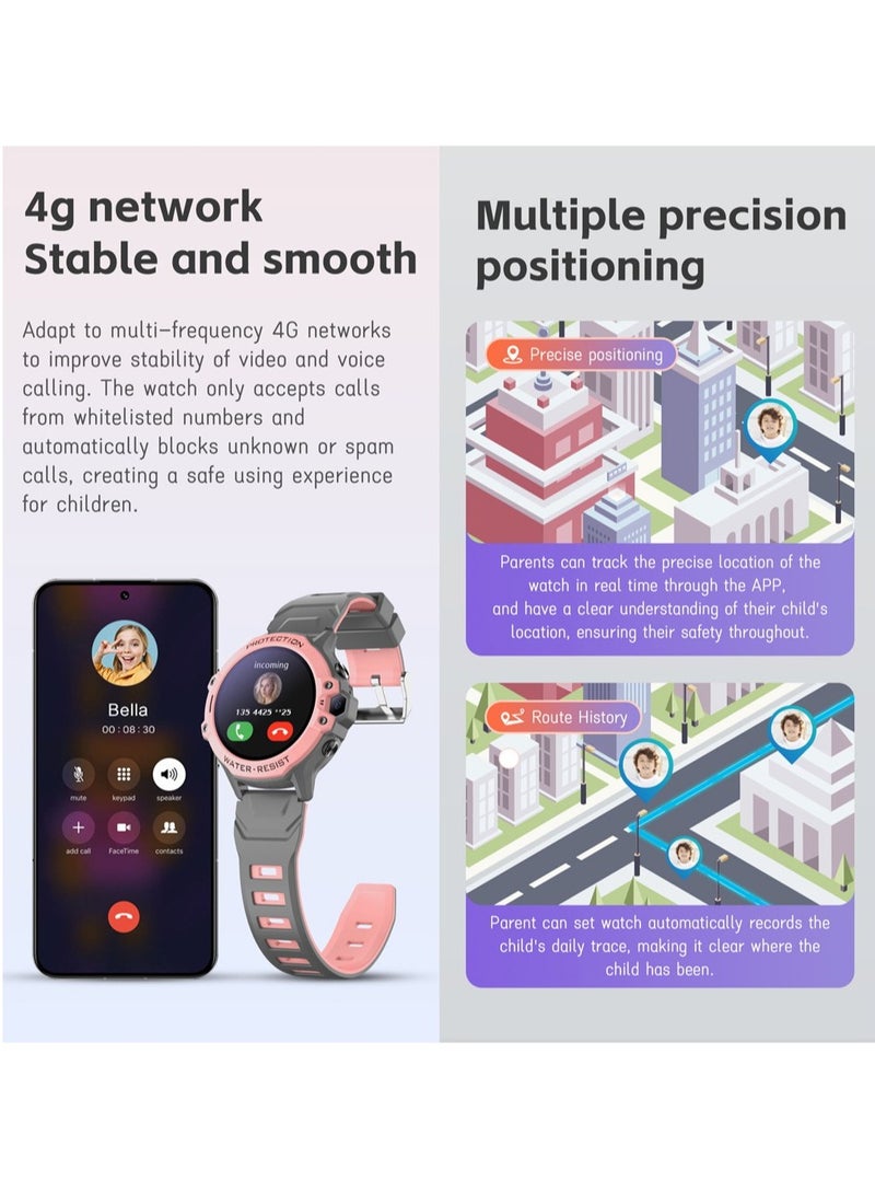 AROAQ 4G Kids Smart Watch, Ip67 Waterproof Comfortable Wrist Watch, Lightweight And Durable Smart Children Clock, Remote Monitor Kids Watch With GPS WIFI SOS Video Call, (1pc, Blue) - Image 4