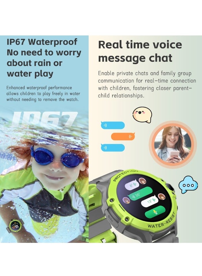 AROAQ 4G Kids Smart Watch, Ip67 Waterproof Comfortable Wrist Watch, Lightweight And Durable Smart Children Clock, Remote Monitor Kids Watch With GPS WIFI SOS Video Call, (1pc, Blue) - Image 2