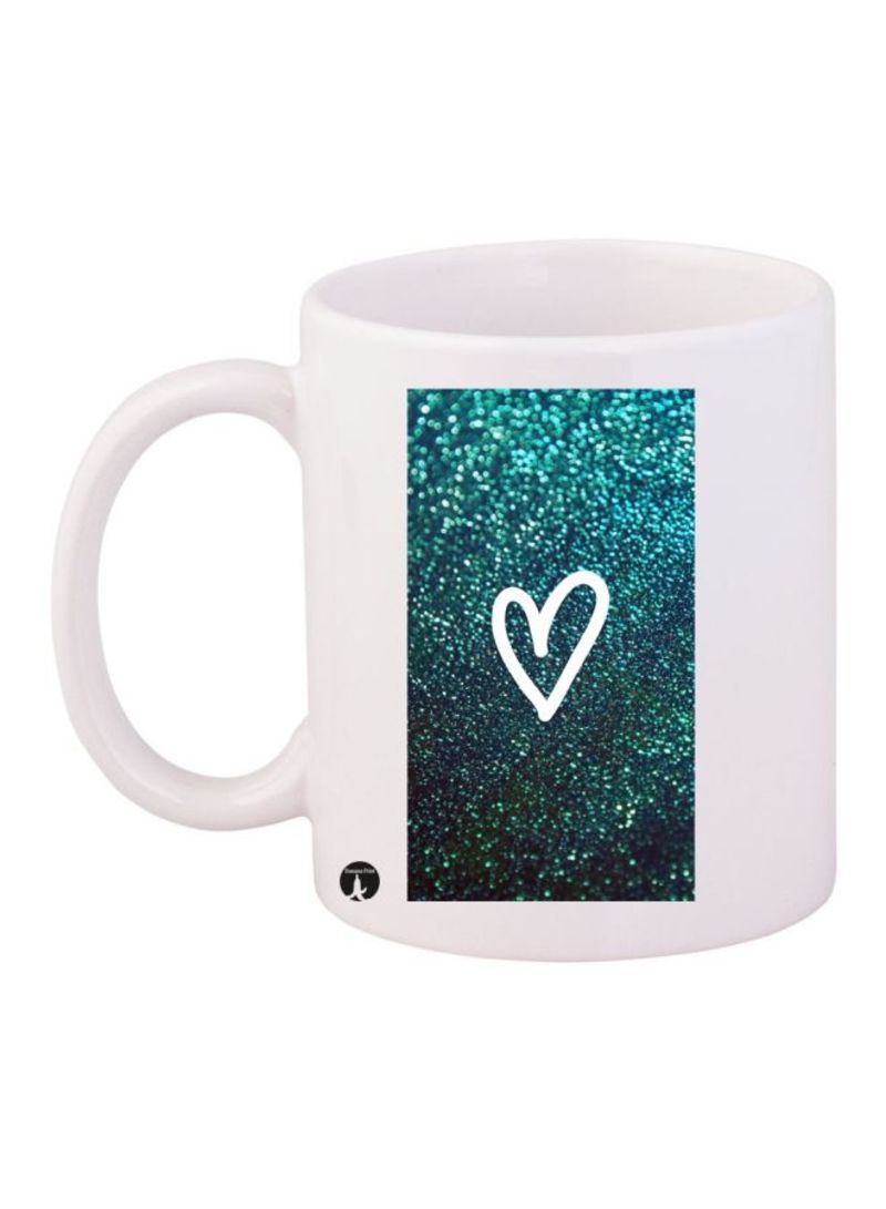 Heart Printed Coffee Mug White/Green/Black Standard Size