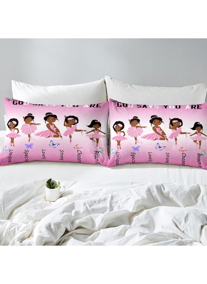 Generic BATATADOCE African Black Girl Ballet Bedding Sets Princess Comforter Set Cute Ballet Princess Dancer Kids Queen Bedding Sets for Girls for Girls Bedroom 1 Comforter + 2 Pillowcases  - Image 5