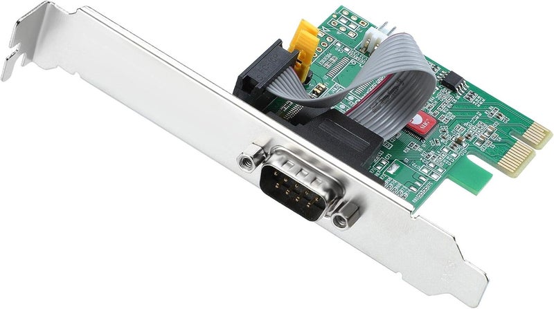 SIIG Single Serial PCIe Card Adapter, 16650 UART, Baud Rates up to 250Kbps, PCIe 2.0 x1 to 1x RS-232 Male 9-pin DB9, RS-232 5V or 12V Power, ASIX AX99100 Chipset, Dual-Profile Brackets (JJ-E20611-S1) - Image 1