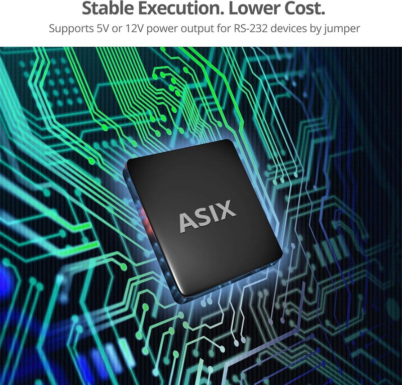 SIIG Single Serial PCIe Card Adapter, 16650 UART, Baud Rates up to 250Kbps, PCIe 2.0 x1 to 1x RS-232 Male 9-pin DB9, RS-232 5V or 12V Power, ASIX AX99100 Chipset, Dual-Profile Brackets (JJ-E20611-S1) - Image 4