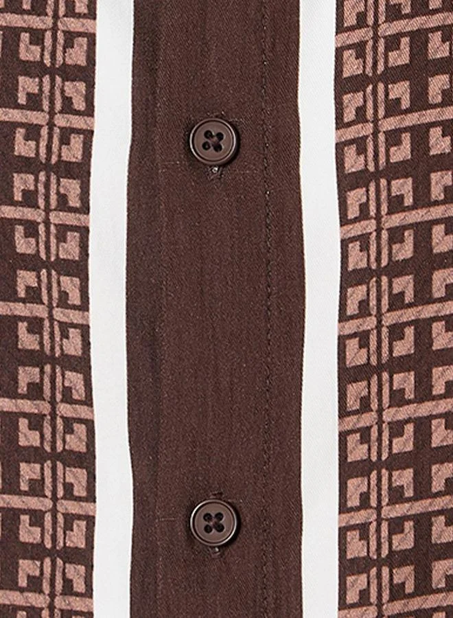 Iconic Iconic Regular Fit Collared Printed Short Sleeves Shirt