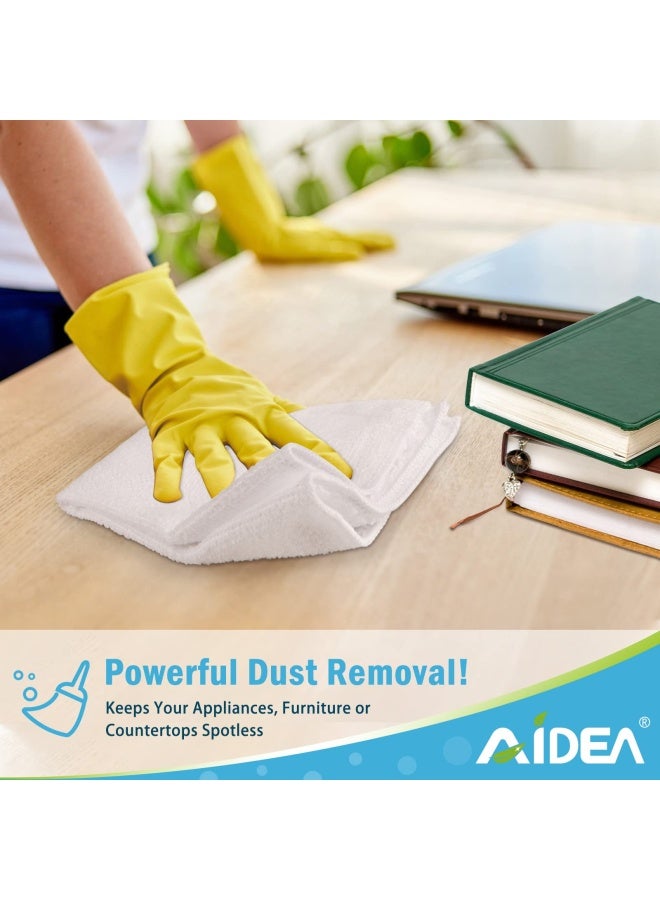 AIDEA AideaMicrofiber Cleaning Cloths White Strong Water Absorption Lint Free Scratch Free Streak Free Dish Towels White 11.5In.X 11.5In. 50Pk  - Image 4