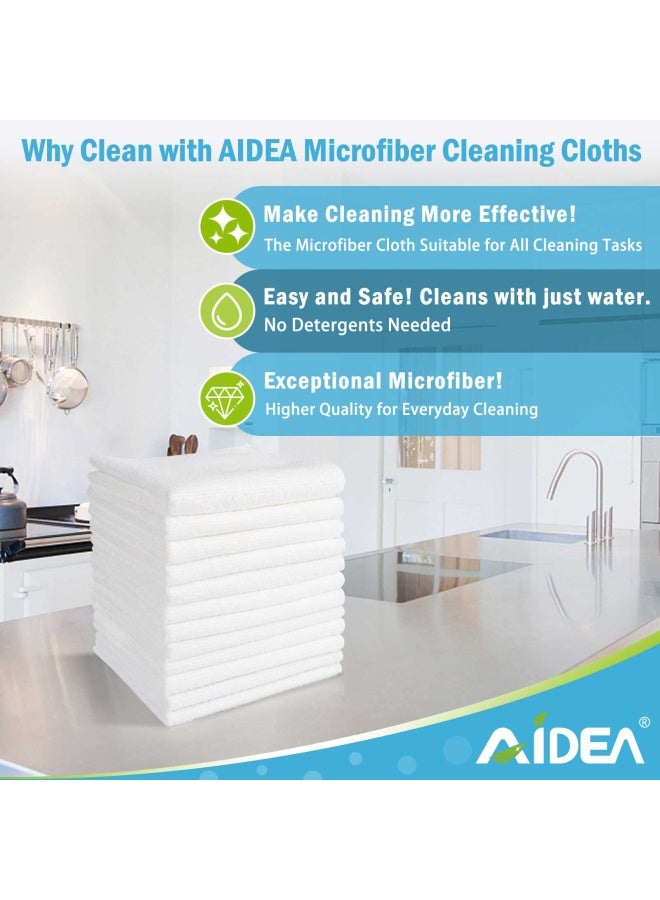 AIDEA AideaMicrofiber Cleaning Cloths White Strong Water Absorption Lint Free Scratch Free Streak Free Dish Towels White 11.5In.X 11.5In. 50Pk  - Image 2