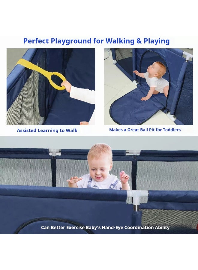 LEFAFA Baby Playpen, Large Kids Baby Ball Pit, Portable Indoor Outdoor Children's Fence Play Pen Activity Center, Play Pen with Ocean Balls Hanging Pocket Basketball Hoop and Football Goal - Image 5