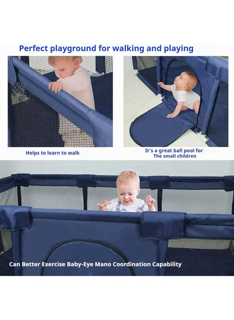 LEFAFA Baby Playpen, Large Kids Baby Ball Pit, Portable Indoor Outdoor Children's Fence Play Pen Activity Center, Play Pen with Ocean Balls Hanging Pocket Basketball Hoop and Football Goal - Image 4