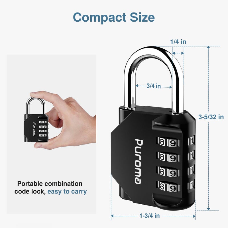 Puroma 2 Pack Combination Lock for Locker 4 Digit Outdoor Waterproof Padlock for School, Gym, Sports, Fence, Toolbox, Gate, Case, Outdoor, Hasp Storage, Cabinets (Red & Black) - Image 5