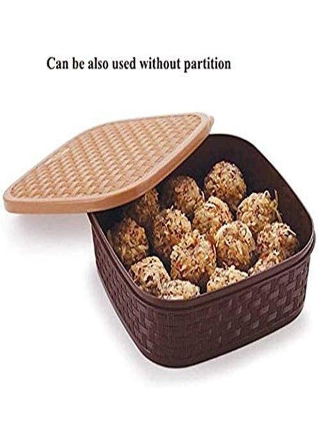 KBS Spice Box For Kitchen Masala Box Rangoli Dabba Plastic Square 7 Sections Brown (Masala Box - 7 in 1) - Image 3