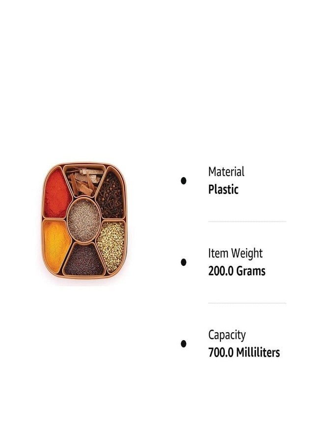 KBS Spice Box For Kitchen Masala Box Rangoli Dabba Plastic Square 7 Sections Brown (Masala Box - 7 in 1) - Image 5
