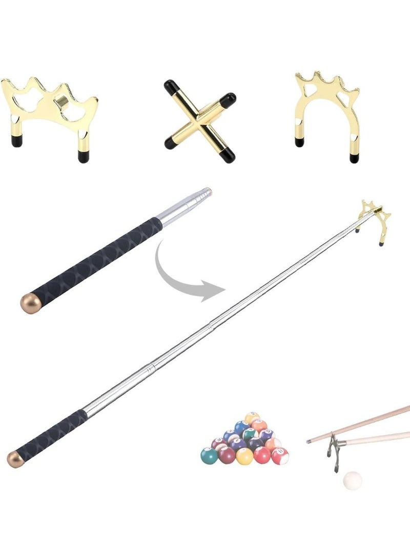 Soofam عصا بلياردو بريدج، عصا كيو قابلة للسحب مع رؤوس معدنية قابلة للإزالة 3 قطع، حامل عصا بريدج سنوكر - Image 1
