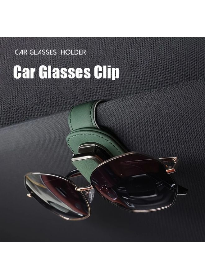 Gray Faux Leather Car Visor Clip Holder Compact Flexible Glasses Organizer Dashboard Storage - Image 4
