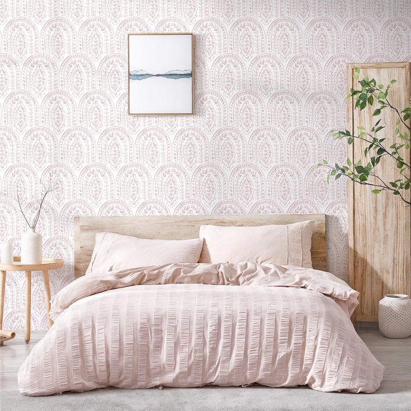 EeeComing Pink Peel and Stick Wallpaper Boho Wall Paper Peel and Stick Modern Contact Paper Self Adhesive Wallpaper for Bedroom and Bathroom Removable Cabinet Shelf Liner Vinyl 17.3â€X118.1â€ - Image 3