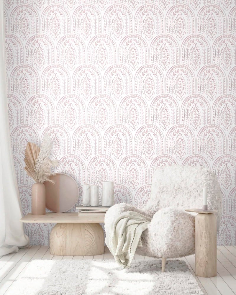EeeComing Pink Peel and Stick Wallpaper Boho Wall Paper Peel and Stick Modern Contact Paper Self Adhesive Wallpaper for Bedroom and Bathroom Removable Cabinet Shelf Liner Vinyl 17.3â€X118.1â€ - Image 2