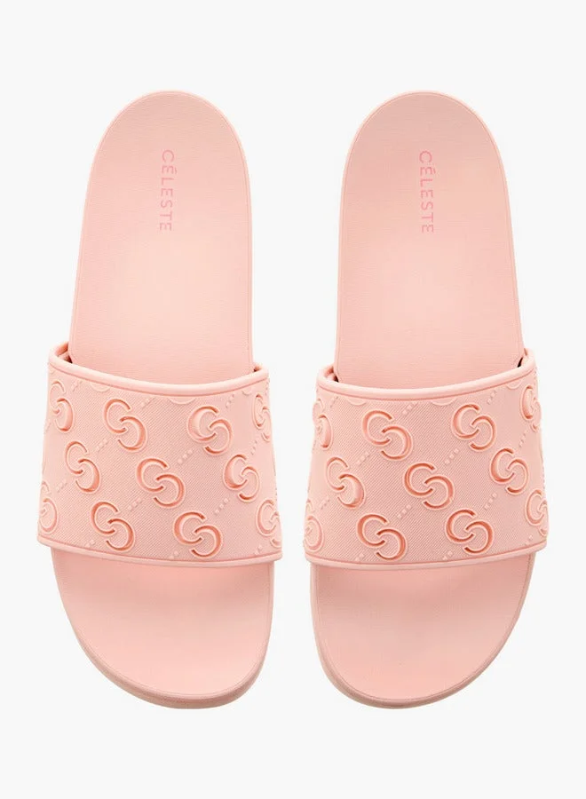 Celeste Women's Monogram Textured Slip-On Slides