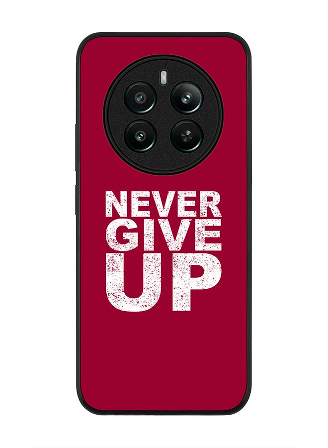 Stylizedd Rugged Black edge case for Realme 12 Plus 5G / Realme 12 4G, Slim fit Soft Case Flexible Anti Drop TPU Gel Thin Cover -  Never ever give up - Image 1