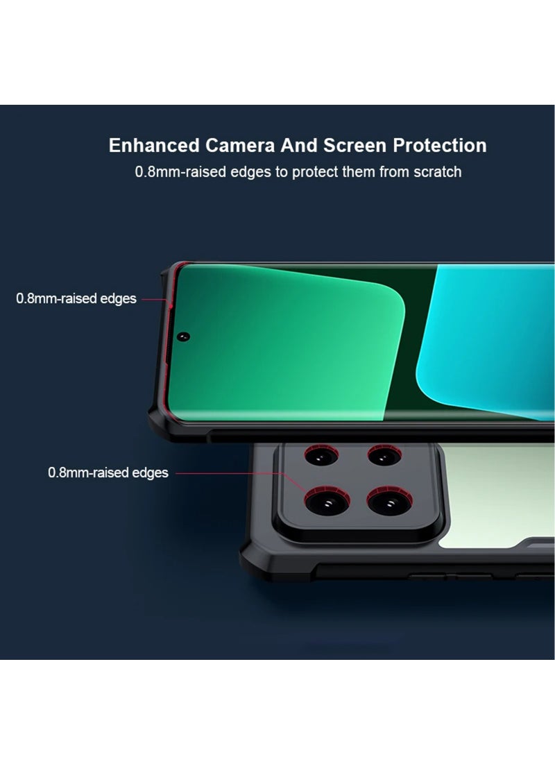 غطاء لهاتف Xiaomi Redmi Note 13 Pro 5G، حافظة هاتف محمول مقاومة للصدمات من مادة TPU، غطاء خلفي لحماية عدسة الكاميرا، غلاف واقٍ من مادة البولي كربونات المختلطة المضادة للاصفرار (أسود شفاف) - Image 2