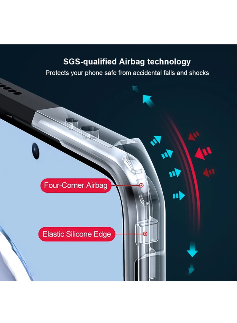 غطاء لهاتف Xiaomi Redmi Note 13 Pro 5G، حافظة هاتف محمول مقاومة للصدمات من مادة TPU، غطاء خلفي لحماية عدسة الكاميرا، غلاف واقٍ من مادة البولي كربونات المختلطة المضادة للاصفرار (أسود شفاف) - Image 3