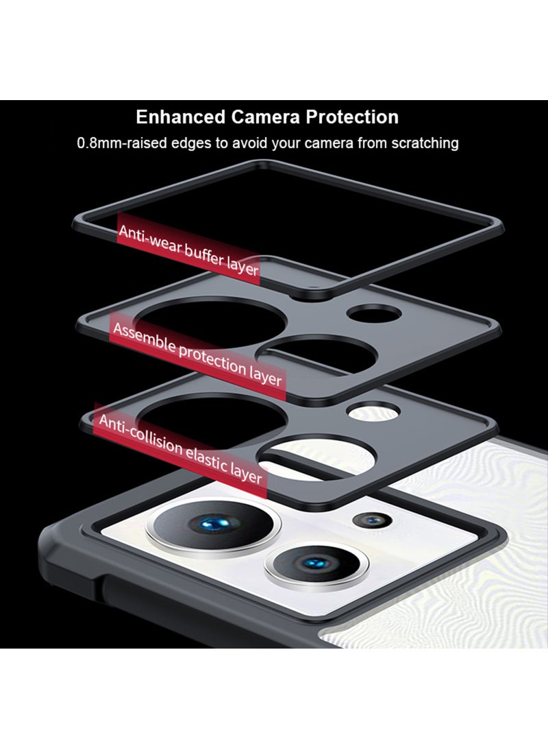 غطاء لهاتف Xiaomi Redmi Note 13 Pro 5G، حافظة هاتف محمول مقاومة للصدمات من مادة TPU، غطاء خلفي لحماية عدسة الكاميرا، غلاف واقٍ من مادة البولي كربونات المختلطة المضادة للاصفرار (أسود شفاف) - Image 4