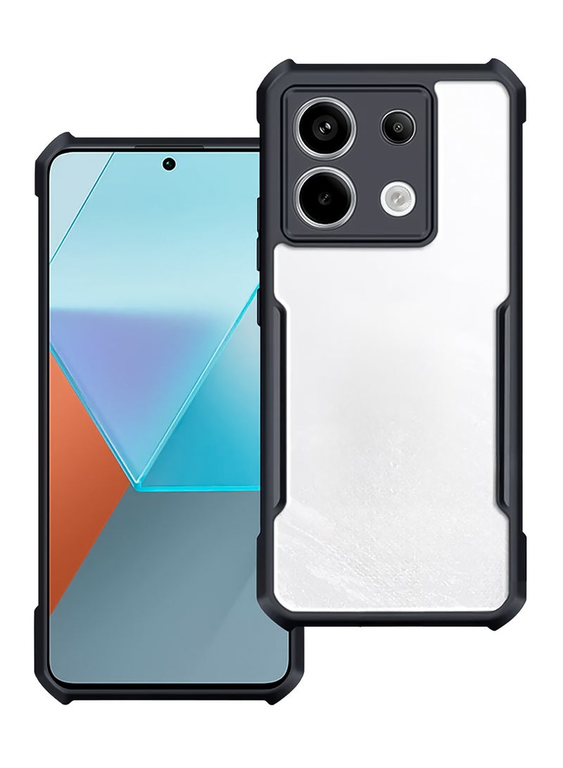 For Xiaomi Redmi Note 13 Pro 5G Cover, TPU Shockproof Airbags Bumper Mobile Phone Case, Camera Lens Protection Back Cover, Slim Fit Anti-Yellowing PC Mixed Material Protective Casing (Black Clear) - Image 1