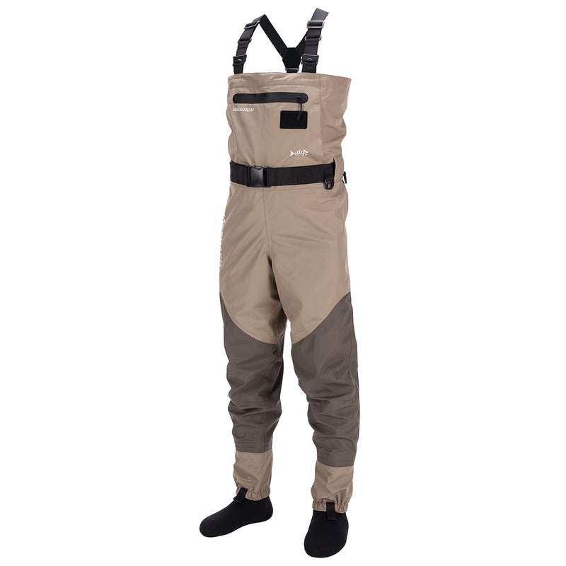 BASSDASH Mens Breathable Chest and Waist Convertible Waders for Fishing Hunting Stocking Foot and Boot Foot Waders